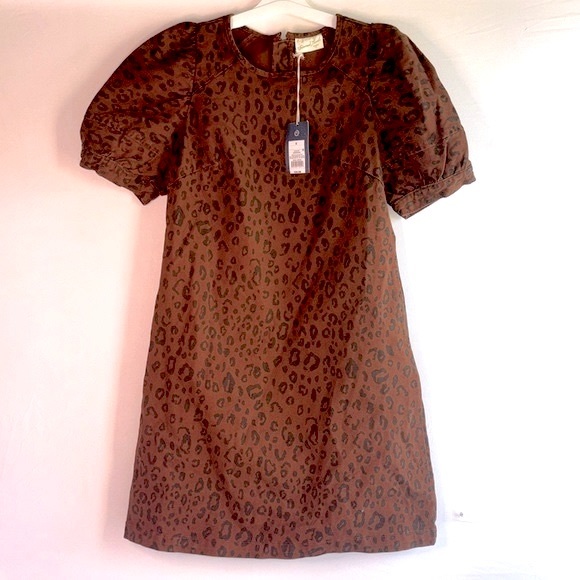 🆕 Universal Thread Denim Leopard Print Puff Sleeve Dress with Pockets—LAST 1 - Picture 4 of 12